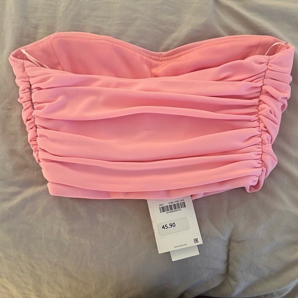 NWT Zara Pink Bustier Crop Top Pink NWT SIZE XS - Picture 4 of 8